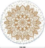 Oversized Round Gold Yellow Mandala Beach Towel Blanket, Microfiber Soft Sand Free Large Water Absorbent Beach Blanket for Women Circle Swim Pool Towel Meditation Table Rug with Tassels 60 inch