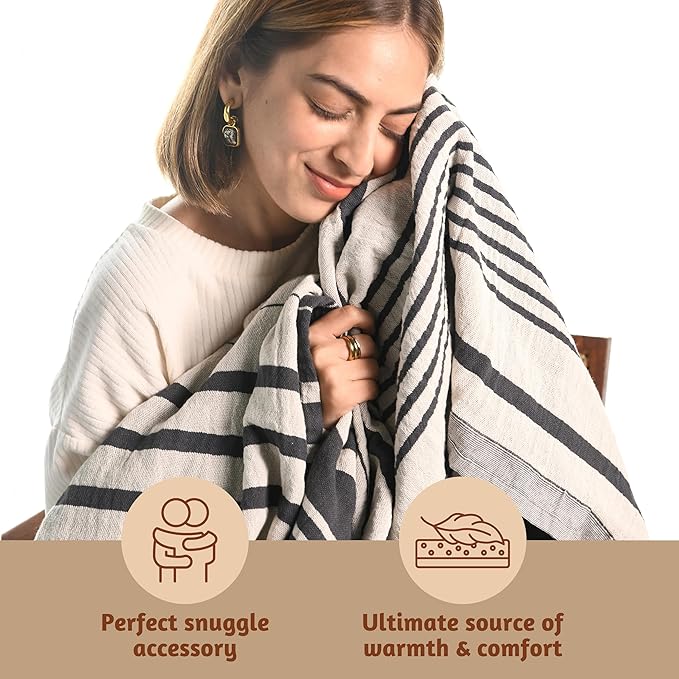 Folkulture Throw Blanket for Couch 50" x 60" |100% Recycled Cotton Couch Chritmas Throw Blanket for Chair, Boho Throws Blankets for Bed,Sofa, Lightweight| Guest Room Must Haves Blanket | Steel Gray