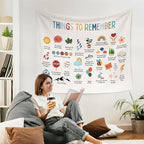 WARDOS Mental Health Tapestry, Things to Remember Inspirational Tapestry Wall Hanging, Positive Affirmation Psychology Wall Blanket Decor for Therapy Calming Office Classroom, 50x60 Inch