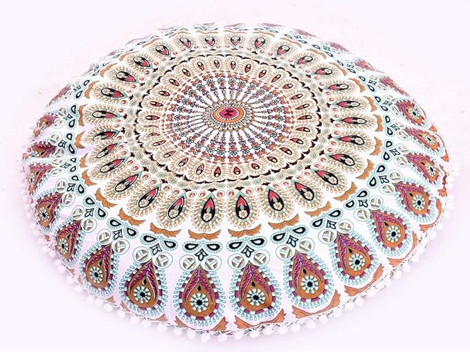32" Mandala Bohemian Yoga Meditation Floor Pillow Cushion Seating Throw Cover Hippie Decorative Cover