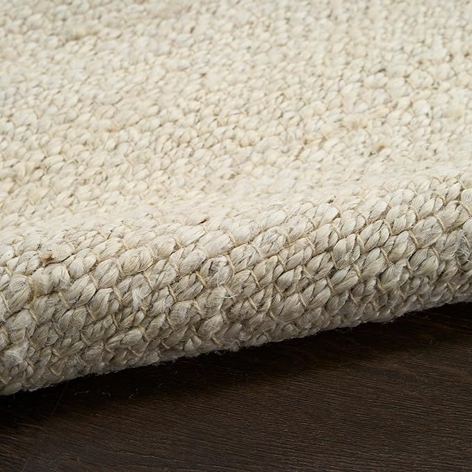 Nourison Home Natural Jute Ivory 5' x 7' Area Rug - Easy Clean, Non Shedding, Bed Room, Living Room, Dining Room, Kitchen (5' x 7')