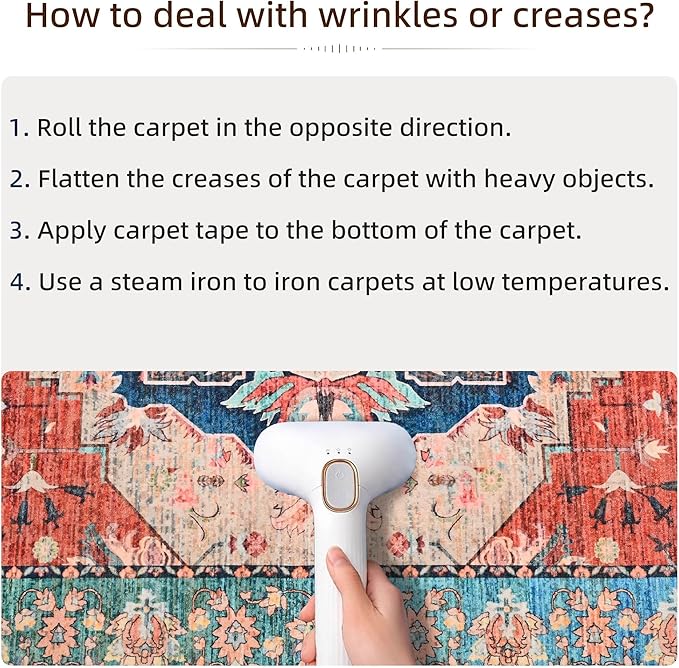 YJ.GWL Area Rugs for Living Room 9x12 Machine Washable Rugs, Non Slip Floral Vintage Rug Indoor Carpet, Stain Resistant Large Rug for Bedroom Dining Room, Red Blue Gradient Color