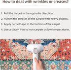 YJ.GWL Area Rugs for Living Room 9x12 Machine Washable Rugs, Non Slip Floral Vintage Rug Indoor Carpet, Stain Resistant Large Rug for Bedroom Dining Room, Red Blue Gradient Color