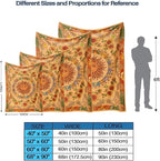Leeisysme Orange Sun and Moon Fleece Throw Blanket, 70s Vintage Boho Sunflowers Constellation Cozy Decor Nap Blankets for Sofa Bed Couch Chair or Dorm Throws 68×90 inches