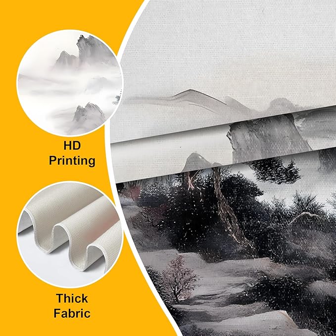 AOHMPT Pack of 2 Long Vertical Tapestry,Nature Landscape Tapestry with Serene Mountain River, Moon & Sun Motifs,Traditional Ink Painting Wall Art,Zen Aesthetic Wall Hanging for Living Room Bedroom Decor 13" W x 51" H"