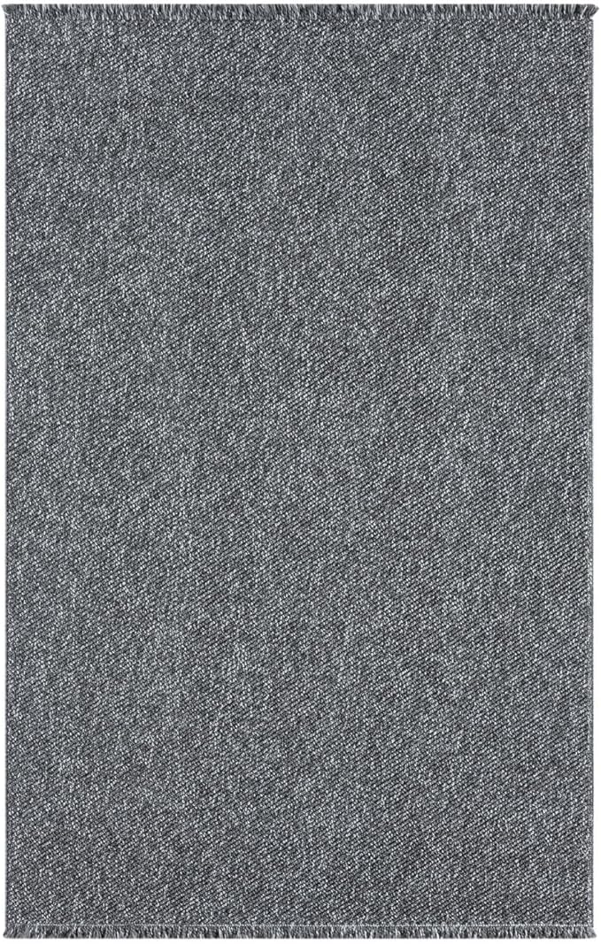 LUXE WEAVERS Solid Machine Woven Smoke 8x10 Area Rug, Indoor Stain-Resistant Carpet