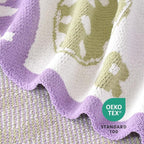 Amélie Home Easter Bunny and Eggs Chenille Knit Throw Blanket for Couch, Cozy Soft Spring Themed Blankets for Sofa, Bed, Gift, 50"x60", Purple/Green