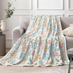 Floral Fuzzy Blanket Boho Floral Throw Blanket, Botanical Flowers Blankets, Soft, Flannel, Warm, Colorful Flowers Bed Blankets All Season for Couch Bedroom Living Room 60X70 Inch