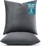 LANE LINEN Polyester Fiber Filled Decorative Cum Throw Pillow Inserts Pack of 2-18 x 18 Inches, Soft & Comfortable Fulffy Filling, Holds Shape Well Over time and use - Dark Grey Cushion Inserts