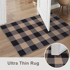 Tangsoo Checkered Easy Jute Rug,3x5 Washable Area Rug for Bedroom,Non-Slip Black Indoor Outdoor Rug Modern Farmhouse Low Pile Carpet for Patio Backyard Entryway
