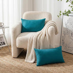 Thmyo 4-Pack 100% Cotton Lumbar Comfortable Solid Decorative Throw Pillow Case, Rectangle Cushion Cover Pillowcase Sublimation Blank Pillow Covers DIY Throw Pillowcase(12x20inch/30x50cm, Lake Blue)