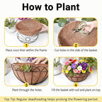 ZeeDix 16 Inch Large Hanging Baskets for Plants Outdoor, 2 Pack Round Metal Wire Planter Basket with Coco Coir Liner, Hanging Flower Pots for Outdoor Garden Yard Patio Porch Balcony Decor