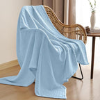 PHF 100% Cotton Muslin Throw Blanket 50" x 60", 4-Layer Lightweight Gauze Throw, Breathable Cloud-Soft Minimalist Blanket for Bed, Couch, Camping & Baby, Sky Blue, Ideal Gift