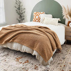 Ultra Soft Cozy Sherpa Throw Blanket, Brown Pattern Reversible, Light Weight Warm Decorative Boho Style Throw Blanket Cover for Sofa, Couch, Bedroom,Travel, 60”x80”