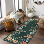Lahome Floral Green Rugs for Entryway, 2X3 Washable Kitchen Rugs Non Slip Soft Rug, Ultra-Thin Indoor Door Mat Boho Small Throw Carpet for Bathroom Bedroom Flore (2x3ft, Dark Green)