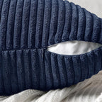 MIULEE Navy Blue Decorative Throw Pillow Covers 18x18 Inch for Couch Bed Sofa Pack of 2 Boho Farmhouse Throw Pillows Soft Cross Corduroy Patchwork Textured Cushion Cases
