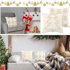 2 Pcs Beige Christmas Pillow Covers 18 x 18 Inch Decorative Boho Farmhouse Pillowcase White Tufted Tree Christmas Pillow Cases for Couch Sofa Holiday Bedroom Living Room Home Present
