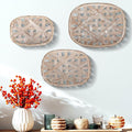 Maxcheck 3 Pcs Rustic Baskets Decoration Vintage Woven Wooden Basket Farmhouse Wooden Nesting Trays Decorative Basket for Home Kitchen(18.9 x 12.6'', 15 x 11'', 12.6 x 8.7'')
