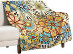 Boho Floral Throw Blanket Vintage Colorful Flowers Bohemian Print Mandala Blanket for Sofa Bed Couch Chair Or Dorm 70"x80"