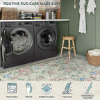 Lahome Vintage Floral Area Rugs 8x10,Large Rugs for Living Room Boho Area Rug Machine Washable, Low Pile Bedroom Rugs 8x10 Carpet for Office Rug Playroom Dining Room Nina（Cream/Green）