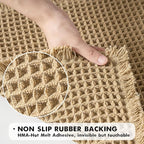 MIULEE Set of 2 Waffle Bathroom Rugs, Boho Bath Rugs Non Slip Washable, Super Absorbent Bath Mats, Ultra Soft Rubber Backed Shower Mats for Bathroom Floor, Tub and Shower, Brown, 20x32 Inch