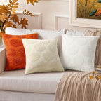 decorUhome Decorative Rust Pumpkin Thanksgiving Throw Pillow Covers 18x18 Set of 2, Soft Chenille Jacquard Farmhouse Textured Pillow Covers for Couch Bed Sofa Autumn Harvest Halloween Holiday