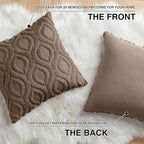 decorUhome Cozy Textured Euro Sham Throw Pillow Covers 22x22 Inch Set of 2, Soft Plush Faux Wool Brown Accent Couch Pillow Covers for Modern Farmhouse Sofa Bed Living Room