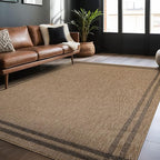 Easy Jute Rugs 4x6 Bordered Natural Color Living Room Indoor Outdoor Area Rug for Patio and Kitchen Rug High Traffic Washable Easy to Clean Solid Boho Woven Design Outside Carpet (4 x 6)