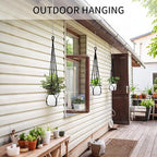 Macrame Plant Hanger - Fits 4 to 15 inches Pots for Indoor Outdoor, 43"/35"/29" Different Sizes Set, Black (POTS NOT Included)