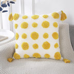 PANOD Super Soft Farmhouse Decorative Plush Throw Pillow Covers 16 x 16 Yellow,Solid Pom pom Tufted with Tassels Modern Accent Boho Square Cushion Cover Pillow Case for Couch Sofa