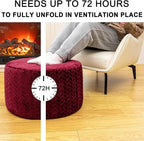 Stuffed Pouf Ottoman High Density Foam Ottoman Pouf for Living Room Bedroom Floor Storage Pouf Footstools Round Foot Rest Stool 20"x20"x12" with Foam Filler (Wine Red)