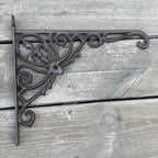 KiaoTime Cast Iron Hanging Hook Bracket Wall Hanger 12" Deep Outdoor Indoor Wall Hanging Bracket Hooks for Pots Basket Bird Feeder Wind Chime Lanterms Hanger Hardware Bracket