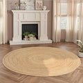 Ramanta Home Jute Braided Rug 8 Ft Round – Large Natural Farmhouse Area Rug, Handwoven Reversible Carpet for Living & Dinning Room, Bedroom, Kitchen, Nursery, Entryway – Boho Coastal Neutral Floor Mat