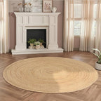 Ramanta Home Jute Braided Rug 8 Ft Round – Large Natural Farmhouse Area Rug, Handwoven Reversible Carpet for Living & Dinning Room, Bedroom, Kitchen, Nursery, Entryway – Boho Coastal Neutral Floor Mat