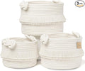 NaturalCozy 3-Piece Decorative Storage Basket Set – Cotton Rope Woven Baskets for Organizing! Small Storage Bins for Nursery Baby Stuff, Gift, Montessori, Dog Toy Bin, Cat Toys, Bathroom Shelves