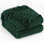 Throw Blanket for Couch, Dark Green Luxury Knitted Throws 50"x60", Textured Blankets with Handmade Fringe Tassels for Bed Sofa Decorative, Chunky Soft Farmhouse Boho Home Decor