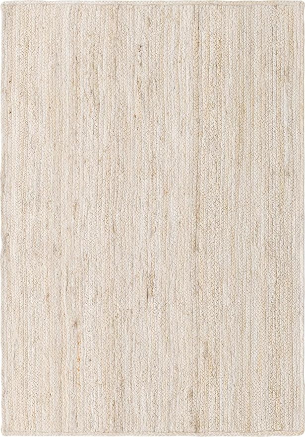 Unique Loom Braided Jute Collection Area Rug - Dhaka (4' 1" x 6' 1" Rectangle, White)