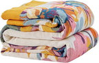 Boho Floral Throw Blanket, 100% Cotton Muslin Ultra Soft Sofa & Couch Cover, Bohemian Home Decor Gauze Quilt (Flower and Butterfly, 50"x60"(Throw))