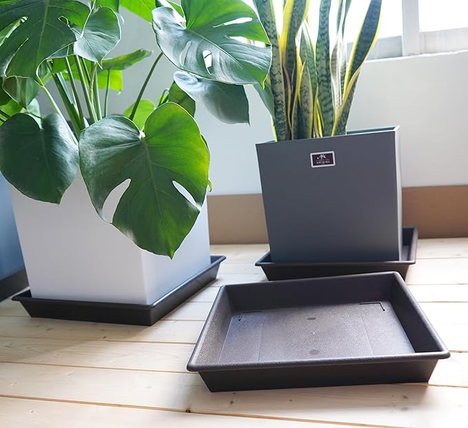 Square Plant Saucer 20 Inch 2 Pack, Large Plant Trays for Pots Heavy Duty Plastic Plant Saucers for Indoors Outdoors, Flower Pot No Holes Plant Lover Gardening Gifts