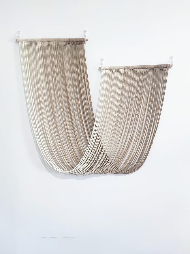 QULBUJ Dip Dye Large Macrame Wall Hanging Tie-Dye Yarn Tapestry Home Boho Wall Decor Ombre Art Headboard Bedroom Living Room 52" Wx34 L,Brown
