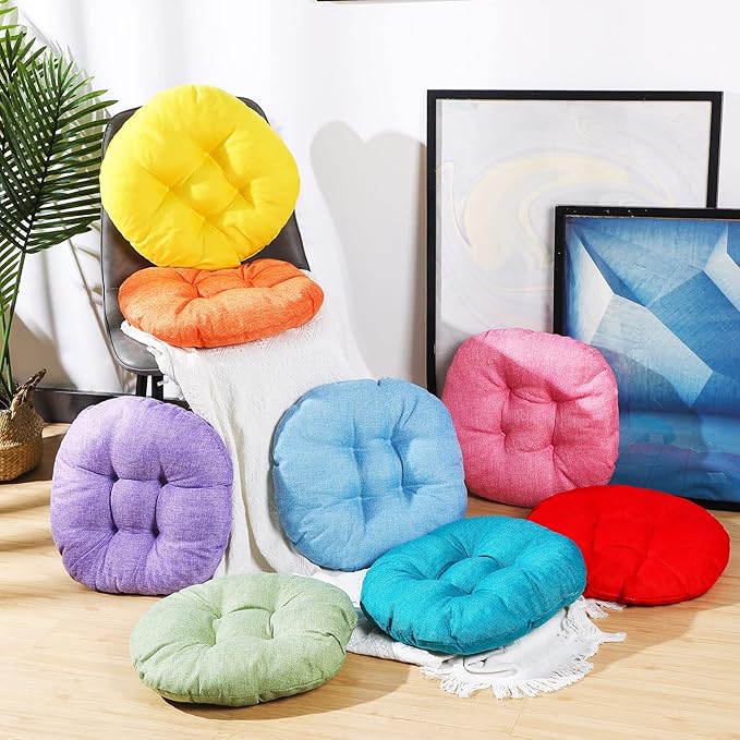 Fumete 8 Pcs 16 Inch Round Floor Cushions for Kids and Toddlers, Flexible Seating Classroom Furniture Floor Pillow for Home, Daycare, Preschool, Yoga and Meditation (Lovely)