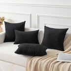 Kevin Textile 12x24 Inch Pillow Cover 1 Pack Boho Decorative Soft Striped Corduroy Lumbar Farmhouse Accent Rectangle Cushion Case for Living Room Couch Sofa Bed, Black