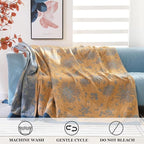 Boho Throw Blanket for Bed 100% Cotton Ultra Soft Rustic Quilt Spring Blanket Floral Printed Farmhouse Decor Bed Blankets,80"x90" All Season Rustic Throw for Sofa Couch Chair