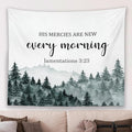 MNASAIOO Christian Mountian Wall Tapestry Hanging for Bedroom, Bible Verse Scripture His Mercies Are New Every Morning Tapestries, Watercolor Wall Decor Banner for Living Prayer Room Church 50x60in