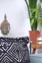 Mandala Life Art Pouf Ottoman - 20x20x20" - Foot Rest Stool - Black Cube