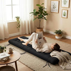 Long Floor Cushion Large Floor Cushion with Brushed Cotton 74.8 x 27.5 x 3.15 in Jumbo Lounger Pillow for Outdoor Indoor Bay Window Meditation Yoga Reading Sleeping(1 Pc,Black)