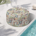 TWELAR Indoor/Outdoor Inflatable Ottoman, Water Repellent Round Foot Rest Ottomans D31 x H14 inch, Portable Footstool for Patio Garden Camping or Home, Paisley Chilli