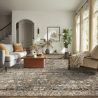 Washable Rugs for Living Room: 9x12 Area Rugs for Bedroom Ultral Soft Non-Slip Stain Resistant Vintage Boho Large Carpet for High-Traffic Dining Room - Farmhouse Decor