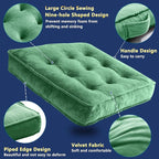 Floor Pillow Set of 4, Memory Foam Meditation Cushion, Floor Cushions for Adults Sitting, Large Square Seat Cushions for Yoga, Living Room, 20x20 Inch (Green)