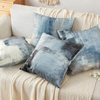 COLORPAPA Blue Throw Pillow Covers 20x20 Set of 4 Decorative Cushion Cover Grey Abstract Art Painting Pillowcase for Sofa Bedroom Living Room Décor